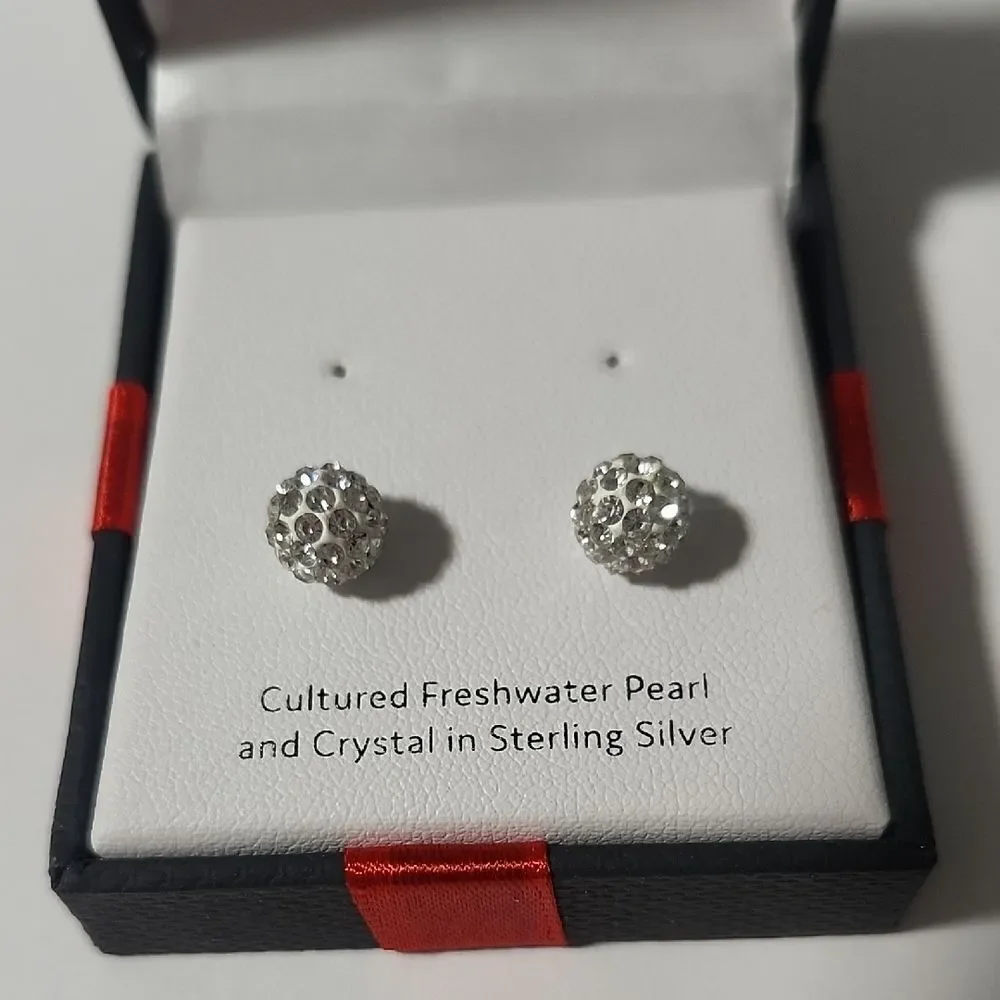 Sterling Silver Crystal Stud Earrings